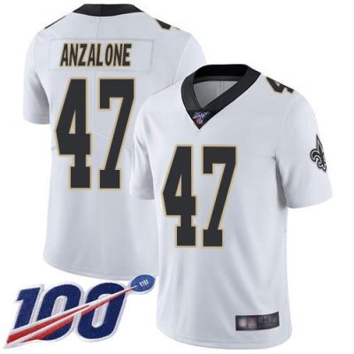 Nike New Orleans Saints #47 Alex Anzalone White Stitched NFL 100th Season Vapor Limited Jersey
