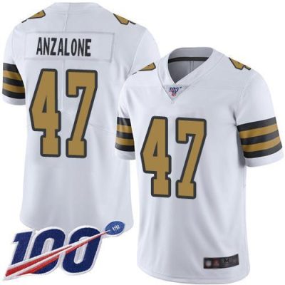 Nike New Orleans Saints #47 Alex Anzalone White Stitched NFL Limited Rush 100th Season Jersey