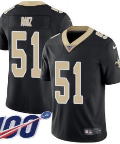 Nike New Orleans Saints #51 Cesar Ruiz Black Team Color Stitched NFL 100th Season Vapor Untouchable Limited Jersey