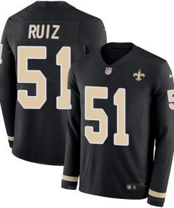 Nike New Orleans Saints #51 Cesar Ruiz Black Team Color Stitched NFL Limited Therma Long Sleeve Jersey