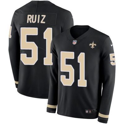 Nike New Orleans Saints #51 Cesar Ruiz Black Team Color Stitched NFL Limited Therma Long Sleeve Jersey