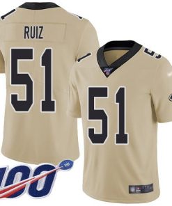 Nike New Orleans Saints #51 Cesar Ruiz Gold Stitched NFL Limited Inverted Legend 100th Season Jersey