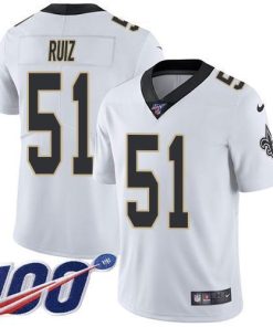 Nike New Orleans Saints #51 Cesar Ruiz White Stitched NFL 100th Season Vapor Untouchable Limited Jersey