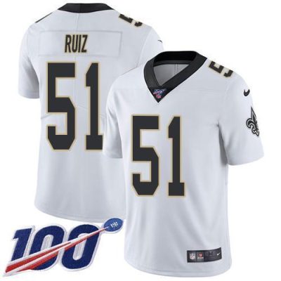 Nike New Orleans Saints #51 Cesar Ruiz White Stitched NFL 100th Season Vapor Untouchable Limited Jersey