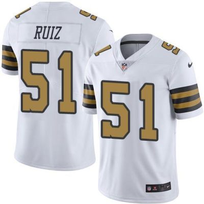 Nike New Orleans Saints #51 Cesar Ruiz White Stitched NFL Limited Rush Jersey
