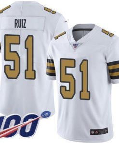 Nike New Orleans Saints #51 Cesar Ruiz White Stitched NFL Limited Rush 100th Season Jersey