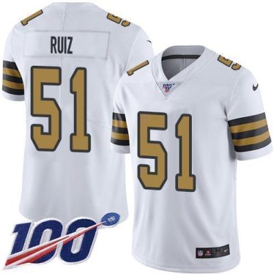 Nike New Orleans Saints #51 Cesar Ruiz White Stitched NFL Limited Rush 100th Season Jersey