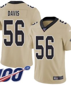 Nike New Orleans Saints #56 DeMario Davis Gold Stitched NFL Limited Inverted Legend 100th Season Jersey