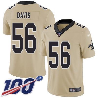 Nike New Orleans Saints #56 DeMario Davis Gold Stitched NFL Limited Inverted Legend 100th Season Jersey