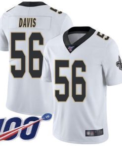Nike New Orleans Saints #56 DeMario Davis White Stitched NFL 100th Season Vapor Limited Jersey