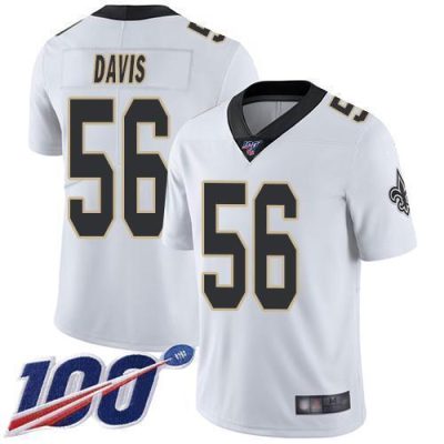 Nike New Orleans Saints #56 DeMario Davis White Stitched NFL 100th Season Vapor Limited Jersey
