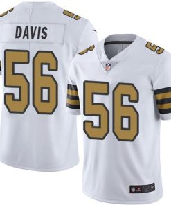 Nike New Orleans Saints #56 DeMario Davis White Stitched NFL Limited Rush Jersey