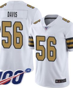 Nike New Orleans Saints #56 DeMario Davis White Stitched NFL Limited Rush 100th Season Jersey