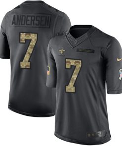 Nike New Orleans Saints #7 Morten Andersen Black Stitched NFL Limited 2016 Salute To Service Jersey