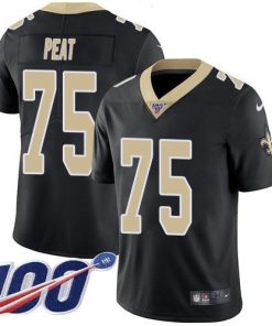 Nike New Orleans Saints #75 Andrus Peat Black Team Color Stitched NFL 100th Season Vapor Untouchable Limited Jersey