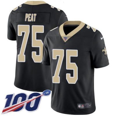 Nike New Orleans Saints #75 Andrus Peat Black Team Color Stitched NFL 100th Season Vapor Untouchable Limited Jersey
