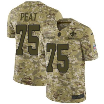 Nike New Orleans Saints #75 Andrus Peat Camo Stitched NFL Limited 2018 Salute To Service Jersey