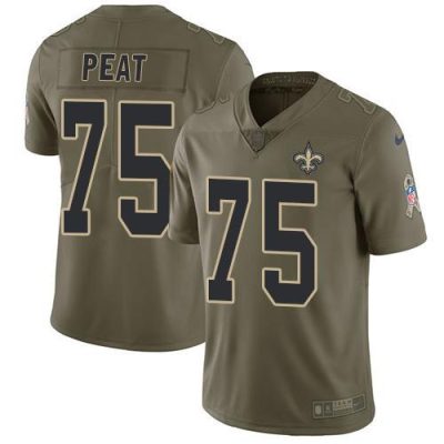 Nike New Orleans Saints #75 Andrus Peat Olive Stitched NFL Limited 2017 Salute To Service Jersey