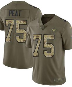 Nike New Orleans Saints #75 Andrus Peat Olive/Camo Stitched NFL Limited 2017 Salute To Service Jersey