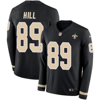 Nike New Orleans Saints #89 Josh Hill Black Team Color Stitched NFL Limited Therma Long Sleeve Jersey