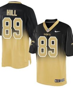 Nike New Orleans Saints #89 Josh Hill Black/Gold Stitched NFL Elite Fadeaway Fashion Jersey