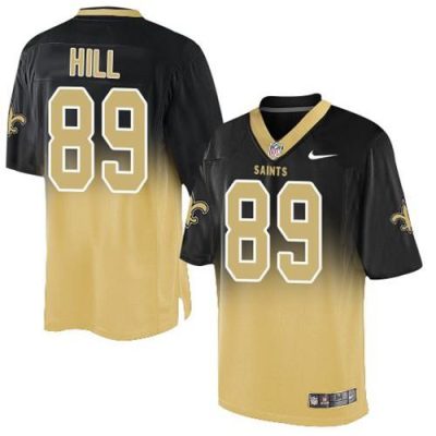 Nike New Orleans Saints #89 Josh Hill Black/Gold Stitched NFL Elite Fadeaway Fashion Jersey