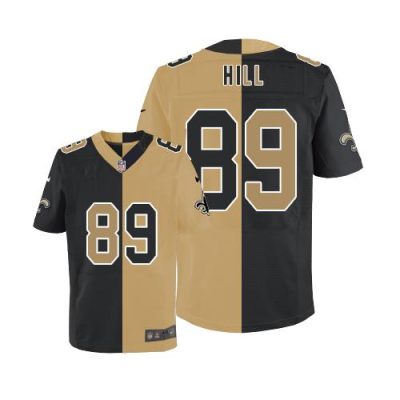 Nike New Orleans Saints #89 Josh Hill Black/Gold Stitched NFL Elite Split Jersey