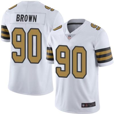 Nike New Orleans Saints #90 Malcom Brown White Stitched NFL Limited Rush Jersey