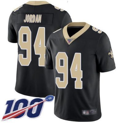 Nike New Orleans Saints #94 Cameron Jordan Black Team Color Stitched NFL 100th Season Vapor Limited Jersey