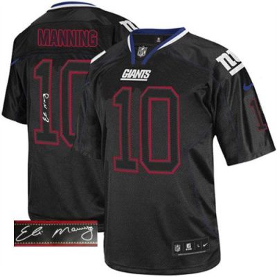 Nike New York Giants #10 Eli Manning Lights Out Black Men's Stitched NFL Elite Autographed Jersey Men's