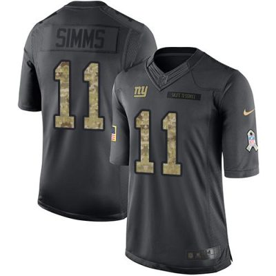 Nike New York Giants #11 Phil Simms Black Men's Stitched NFL Limited 2016 Salute to Service Jersey Men's