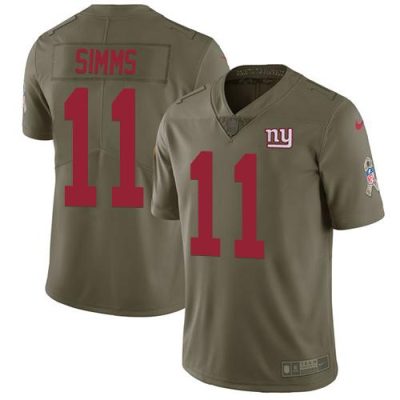 Nike New York Giants #11 Phil Simms Olive Men's Stitched NFL Limited 2017 Salute to Service Jersey Men's