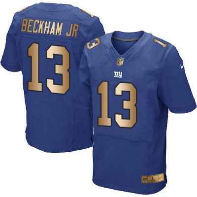 Nike New York Giants #13 Odell Beckham Jr Royal Blue Team Color Men's Stitched NFL Elite Gold Jersey Men's