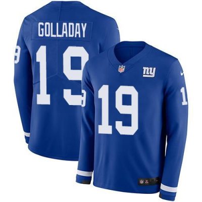 Nike New York Giants #19 Kenny Golladay Royal Blue Team Color Men's Stitched NFL Limited Therma Long Sleeve Jersey Men's