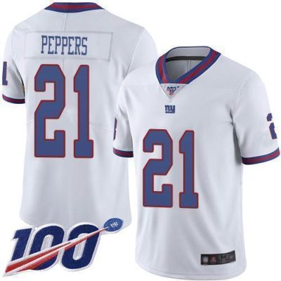 Nike New York Giants #21 Jabrill Peppers White Men's Stitched NFL Limited Rush 100th Season Jersey Men's