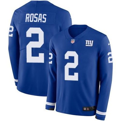 Nike New York Giants #2 Aldrick Rosas Royal Blue Team Color Men's Stitched NFL Limited Therma Long Sleeve Jersey Men's