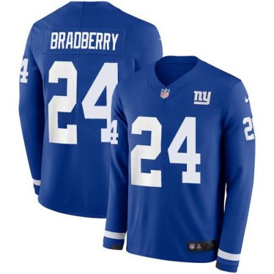 Nike New York Giants #24 James Bradberry Royal Blue Team Color Men's Stitched NFL Limited Therma Long Sleeve Jersey Men's