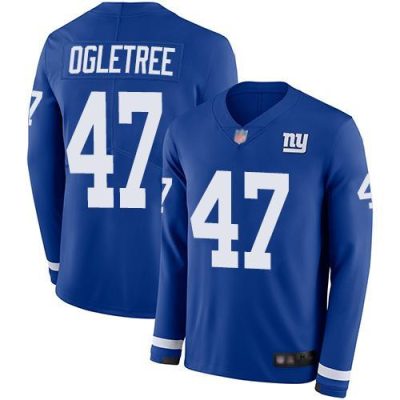 Nike New York Giants #47 Alec Ogletree Royal Blue Team Color Men's Stitched NFL Limited Therma Long Sleeve Jersey Men's