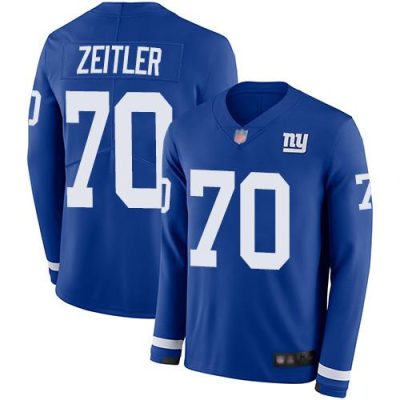 Nike New York Giants #70 Kevin Zeitler Royal Blue Team Color Men's Stitched NFL Limited Therma Long Sleeve Jersey Men's