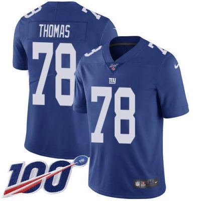 Nike New York Giants #78 Andrew Thomas Royal Blue Team Color Men's Stitched NFL 100th Season Vapor Untouchable Limited Jersey Men's