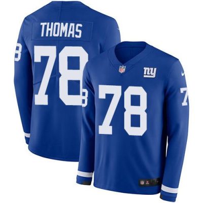 Nike New York Giants #78 Andrew Thomas Royal Blue Team Color Men's Stitched NFL Limited Therma Long Sleeve Jersey Men's