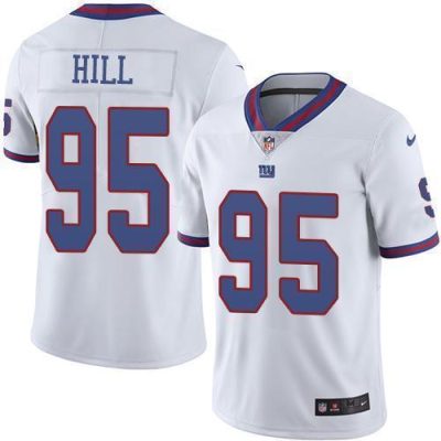 Nike New York Giants #95 B.J. Hill White Men's Stitched NFL Limited Rush Jersey Men's