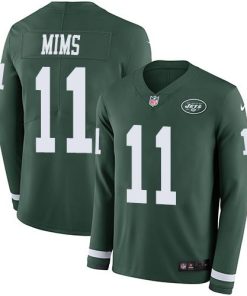 Nike New York Jets #11 Denzel Mim Green Team Color Stitched NFL Limited Therma Long Sleeve Jersey