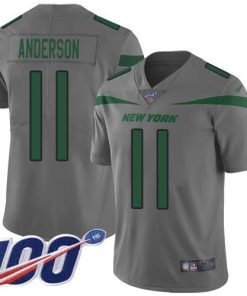 Nike New York Jets #11 Robby Anderson Gray Stitched NFL Limited Inverted Legend 100th Season Jersey