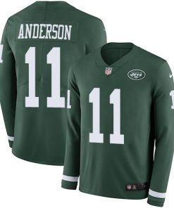 Nike New York Jets #11 Robby Anderson Green Team Color Stitched NFL Limited Therma Long Sleeve Jersey