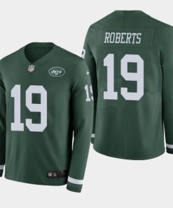 Nike New York Jets #19 Andre Roberts Green Team Color Stitched NFL Limited Therma Long Sleeve Jersey