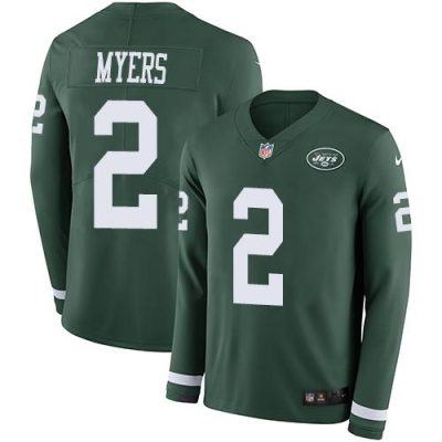 Nike New York Jets #2 Jason Myers Green Team Color Stitched NFL Limited Therma Long Sleeve Jersey