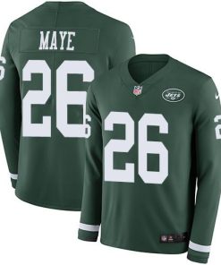 Nike New York Jets #26 Marcus Maye Green Team Color Stitched NFL Limited Therma Long Sleeve Jersey