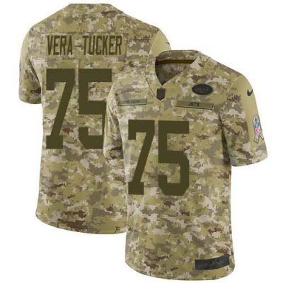 Nike New York Jets #75 Alijah Vera-Tucker Camo Stitched NFL Limited 2018 Salute To Service Jersey