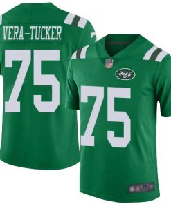 Nike New York Jets #75 Alijah Vera-Tucker Green Stitched NFL Limited Rush Jersey